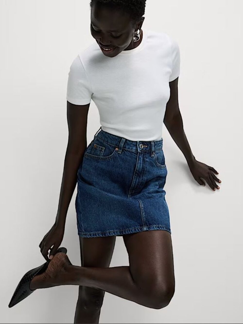 Marks & Spencer (London) Denim Mini Skirt "Medium Indigo"